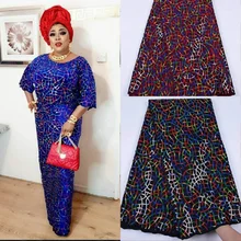 African Lace Fabric High Quality Inventory Promotion  Nigerian Lace Dress Sequins Lace Fabric For Evening Party Dress