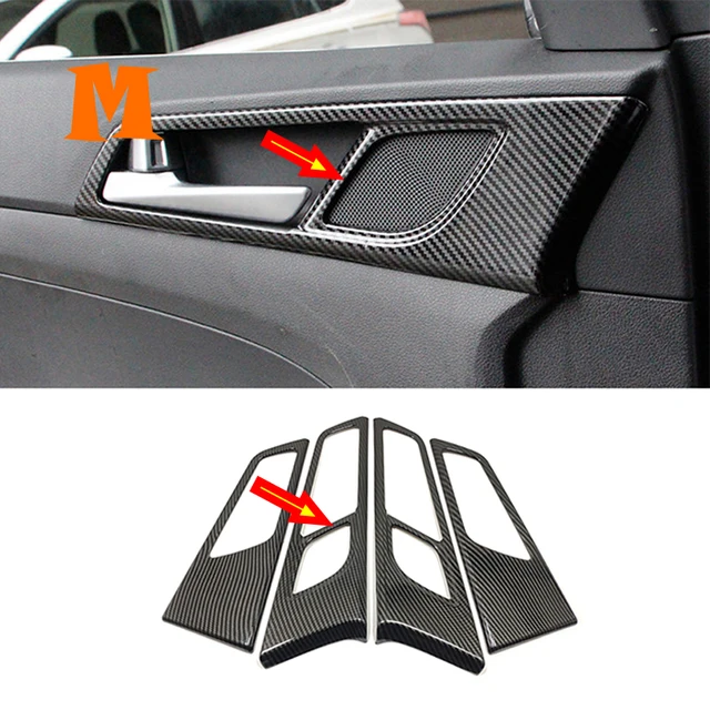 2015 16 17 18 2019 For Hyundai Tucson ABS Matte/Carbon Car Armrest Window Glass Lift Switch Button Trim Cover Accessories 4pcs Carbon-Door Bowl