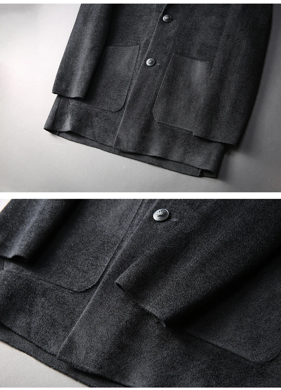 JSBD high-end handsome men's coat thick no-ironing fw men casual scarf collar long woolen coat