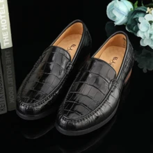 Мужская модная обувь из крокодиловый кожи с подкладкой из коровьей кожи, лучшее качество, мужская деловая модельная обувь черного цвета