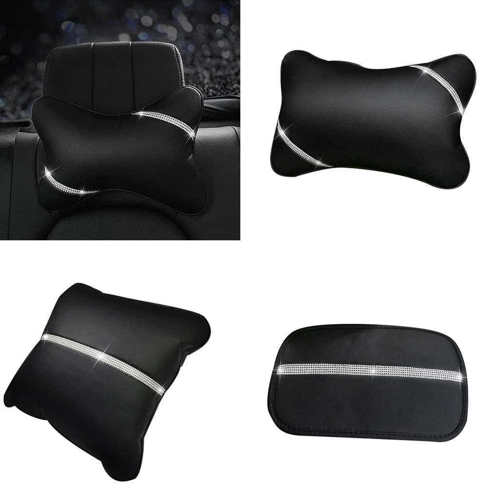 Interior Head Lumbar Decoration Soft Support Bling Wear Resistant Luster Protection Car Armrest Pad Rest Pillow Cushion