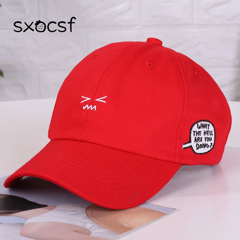 

Lovely Hot Cotton Baseball Caps Unisex Boys Girls Cat Face Embroidery Baseball Cap Hats Snapback Women Men Sport Tennis Hat Red