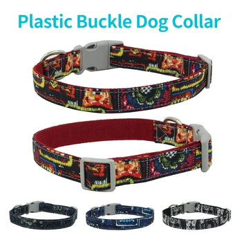 

Plastic Buckle Dog Collars Adjustable Vintage Printed Comfortable Soft Cat Chains Personality Basic Pet Neck Strap Dogs Products