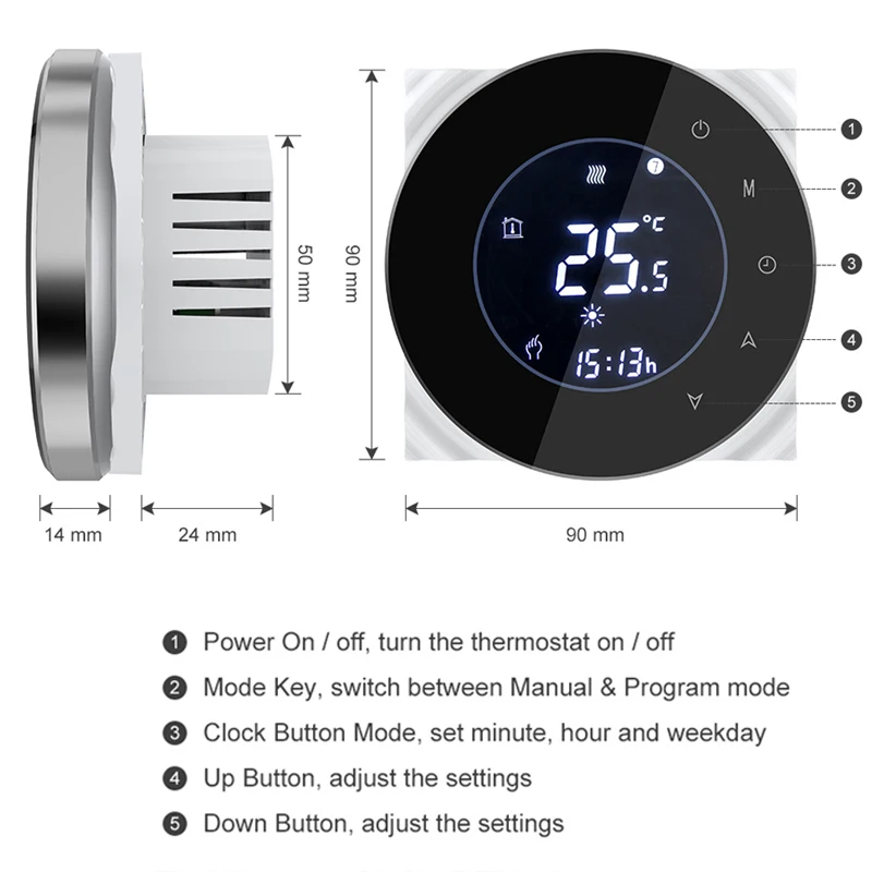 Digital Thermostat Vbestlife Thermostat LCD Display Wall-Hung Boiler Heating System for The Electric Heating Equipment Black Digital Thermostat Vbestlife Thermostat LCD Display Wall-Hung Boiler Heating System for The Electric Heating Equipment Black