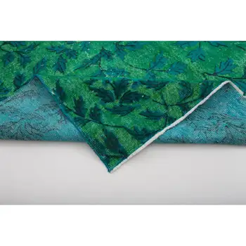 

208x301 Cm Green Handmade Over Dyed Rug-7x10 Ft