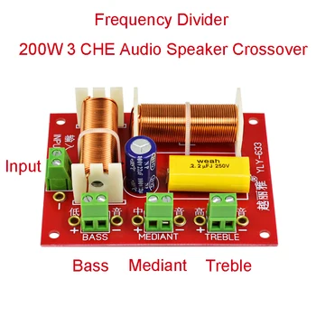 

2PCS 200W 3 CHE Audio Speaker Crossover Treble + Midrange +Bass Independent Crossover Speakers Filter Frequency Divider 633 H182