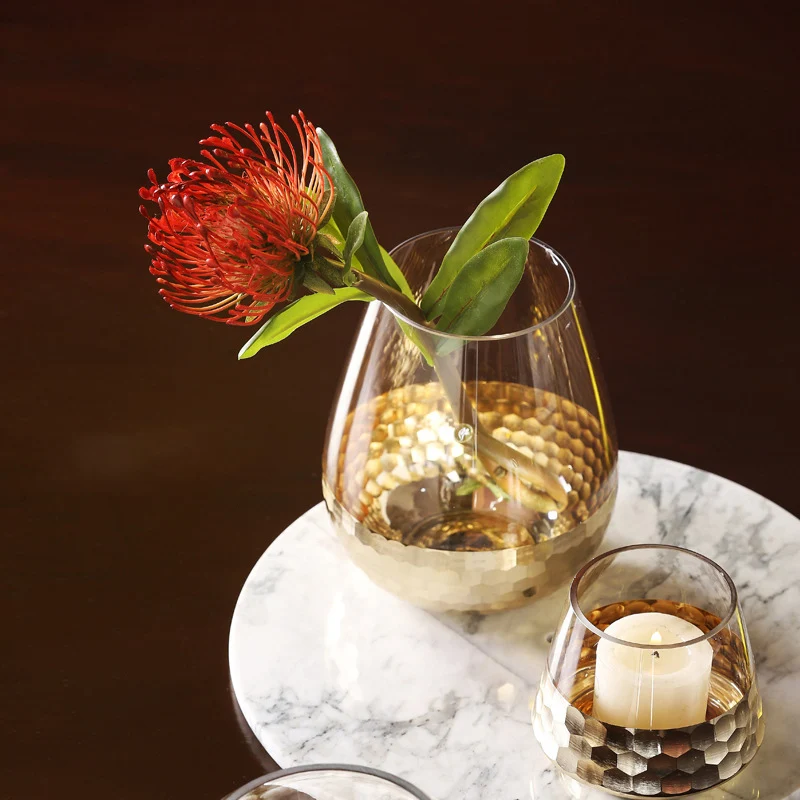 Kaufen Nordic Kreative Gold Folie Art Vase Fee Garten Dekoration Blume Vase Hydrokultur Wohnkultur Zubehör Figurine Hochzeit Handwerk