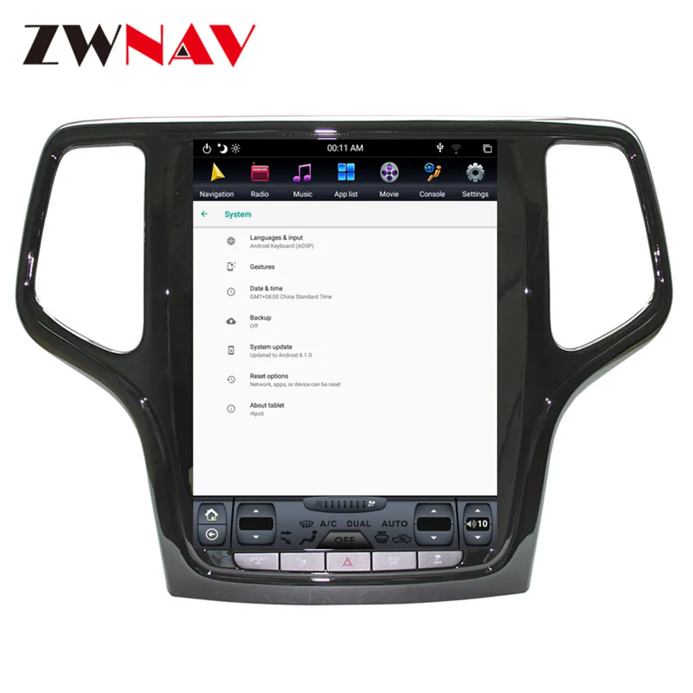 Cheap Android 8.1 4GB ROM Tesla style Car GPS Navigation For JEEP Grand Cherokee 2014-2018 gold and black head unit multimedia player 4