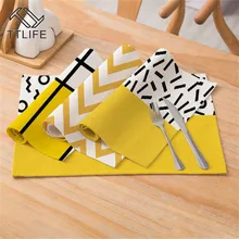 TTLIFE креативный геометрический Печатный кухонный столовый коврик, коврик для стола, хлопковые бельевые прокладки, чаша, подстаканник, декоративные салфетки для стола