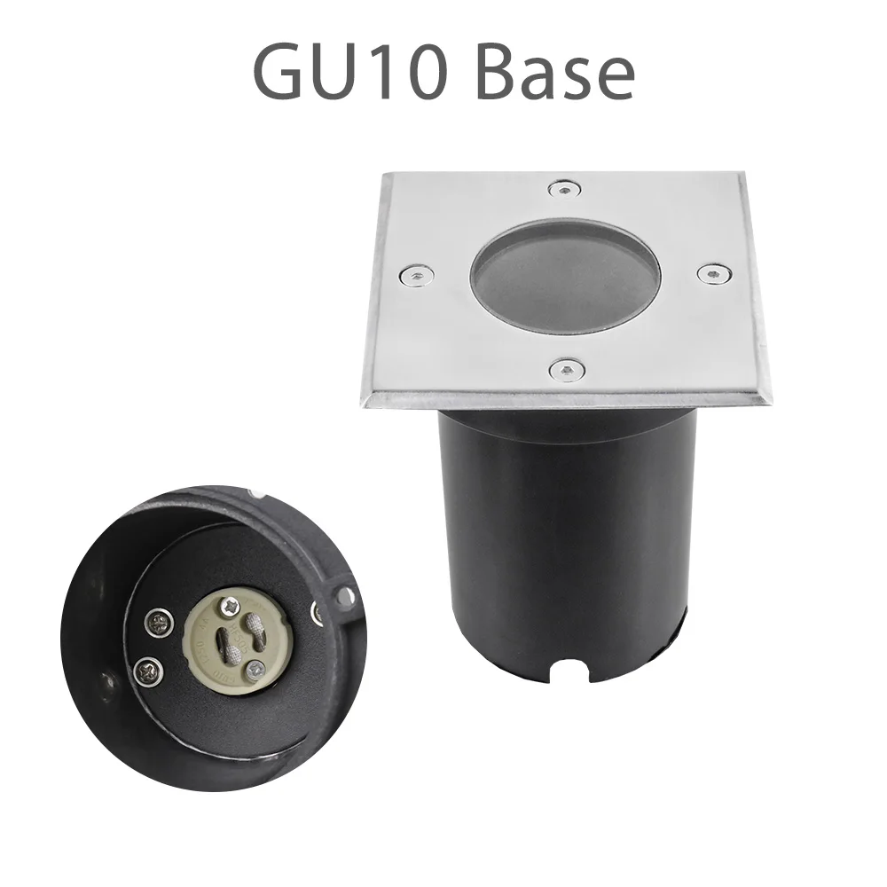 Square GU10 Base Подземный светильник 12 в 85-265 в светодиодный светильник s IP67 GU10 MR16 лампа настил лестницы террасы садовая дорожка подземный светильник ing открытый - Испускаемый цвет: Square GU10 Base
