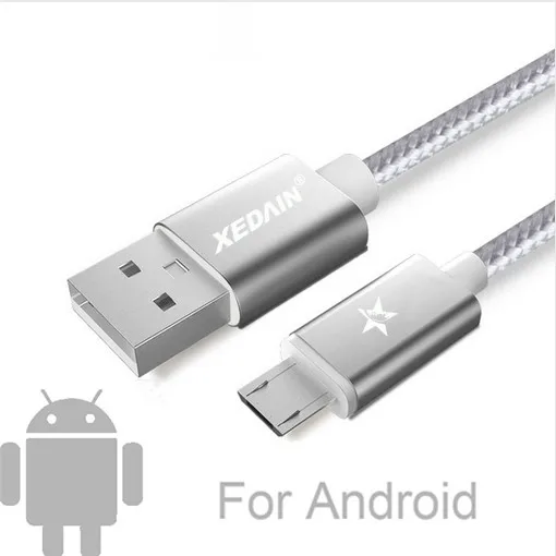 Silver XEDAIN Android USB кабель зарядное устройство для samsung sony Xiaomi huawei Micro USB кабель телефон зарядное устройство плетеный провод USB разъем Мода - Цвет: Silver