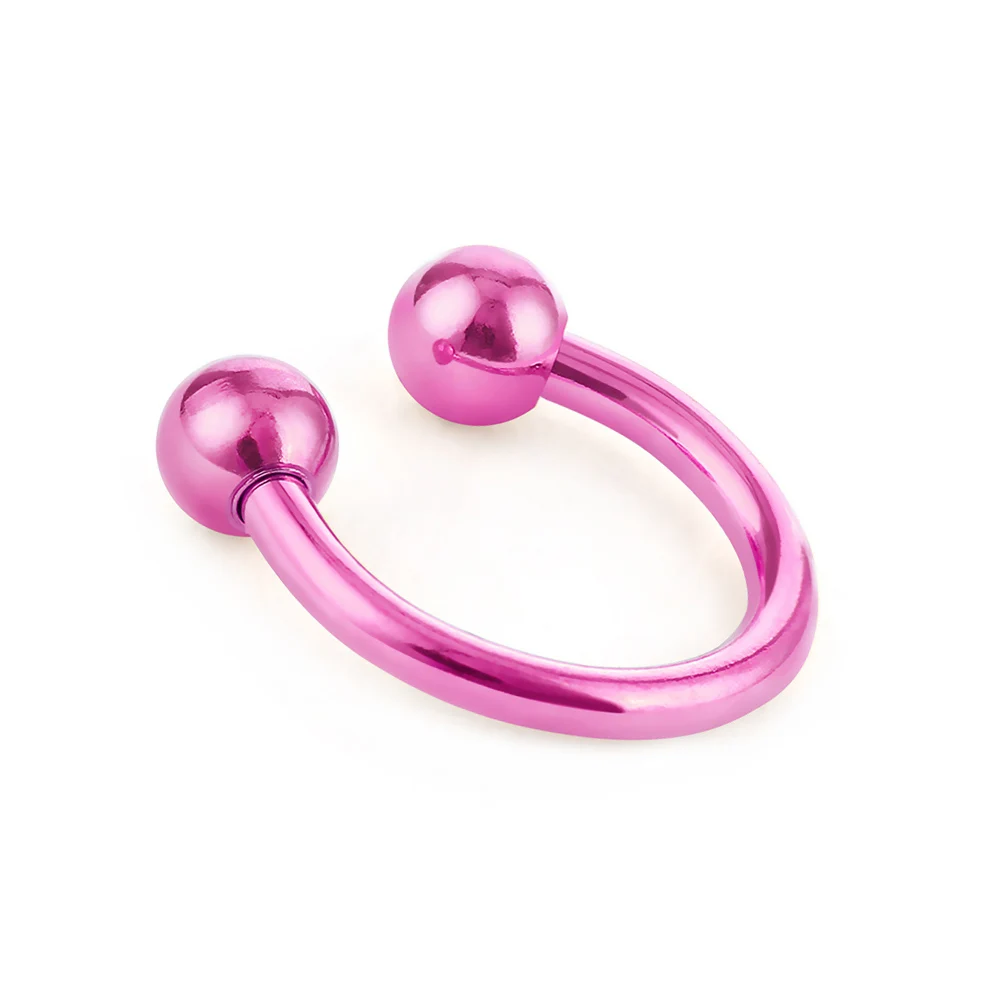Pink 1 шт смешанный цвет круглый шар украшение для пирсинга в форме подковы кольцо из нержавеющей стали штанги кольцо для носа губы кольца серьги ювелирные изделия для тела - Окраска металла: Pink