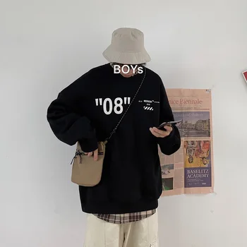 

2019 Winter New Korean Version Of The European And American Style Loose Casual Text Printing Pullover Harajuku Streetwear