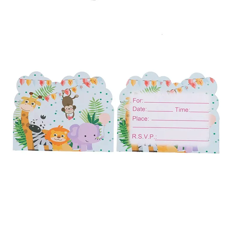 10pcs X Safari Theme Invitations Cards Kids Birthday Wedding Party Invitations