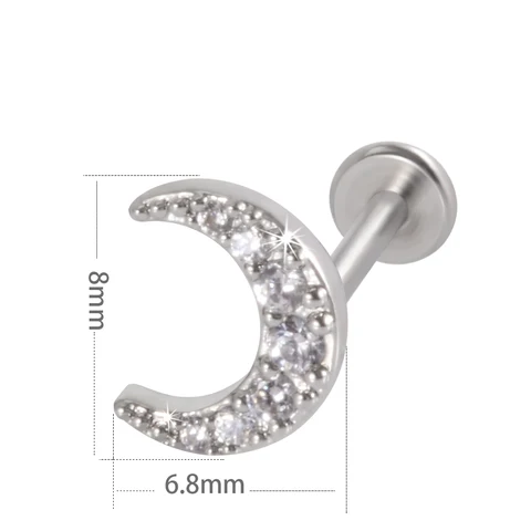 Leaf  Heart Lip Labret Stud Piercing Flat CZ Gem Flower Ear Tragus Cartilage Helix Stud Conch Lobe Earring Body Jewelry