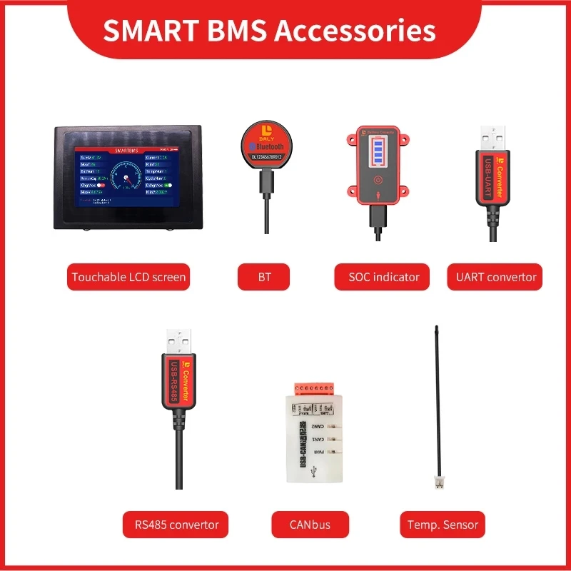 Аксессуары Daly Smart BMS сенсорный ЖК-дисплей модуль Bluetooth CAN-шина RS485 UART светильник вая