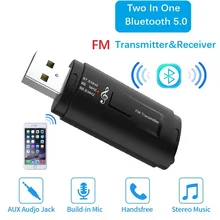 USB Bluetooth 5,0 FM передатчик беспроводной аудио приемник 3,5 мм с микрофоном для Радио Mp3 плеер динамик автомобильный FM модулятор