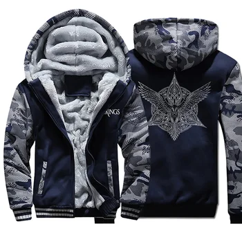 

Men Viking Camo Jacket Vikings Hoodie 2019 Winter The Vikings Warm New Outwear Fleece Hip Hop Hoodies Sweatshirt Mens Thick Coat