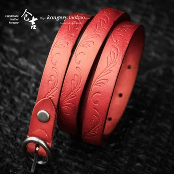 

Handmade belt head layer vegetable tanned leather belts casual retro leather buckle belts ladies personalized belts