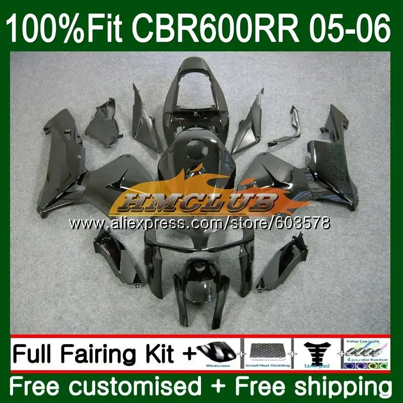 Литые изделия для Honda CBR 600RR CBR600 RR 600F5 73CL. 5 CBR600RR F5 05 06 CBR600F5 CBR 600 RR 2005 2006 глянцевый черный обтекатель oem