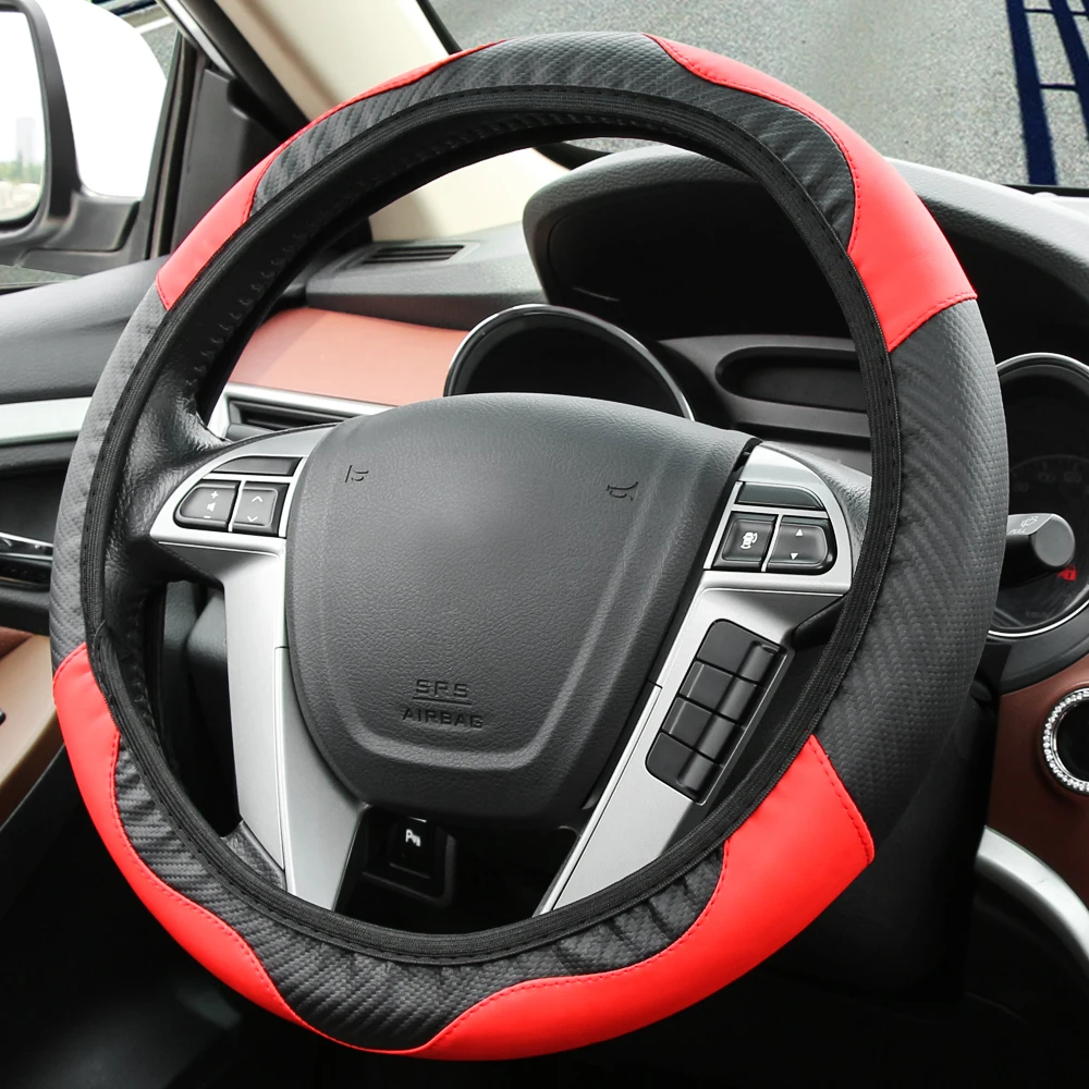 Car Steering Wheel Cover PU Carbon Fiber Style for Peugeot 3008 206 208