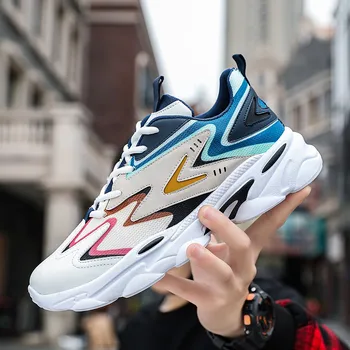 

New trend running shoes men's sports shoes breathable mesh shoes outdoor cushioning men's hiking shoes casual shoes multicolor