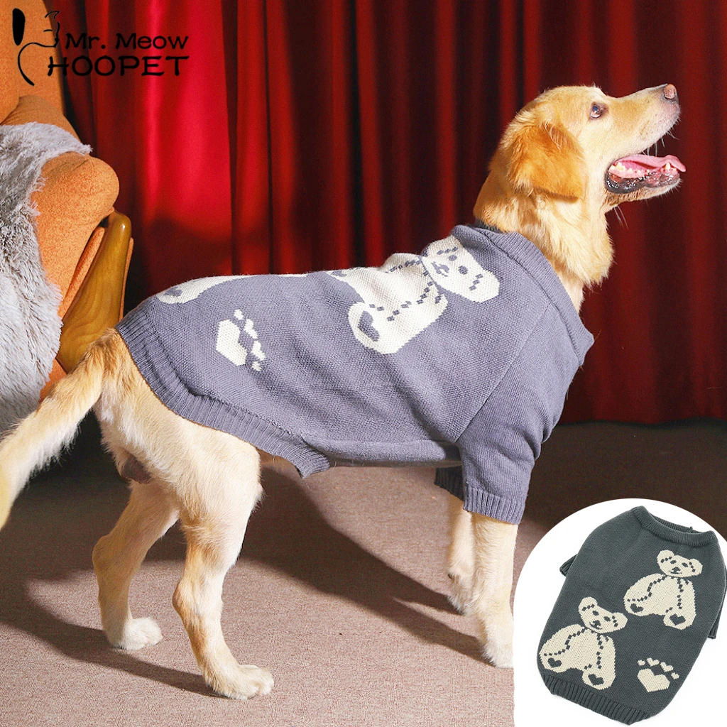 Hoopet ropa gruesa de lana para perros grandes, suéteres cálidos con patrón de oso para mascotas, chaqueta para gato y de perro| - AliExpress