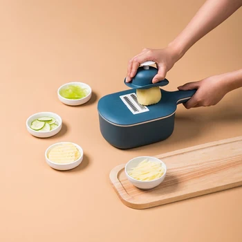 

Kitchen Multi-function 4 In 1 Vegetable Cutting Artifact With Drain Basket Household Shredder Slicer Scraping Shavings Potato