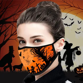 

Mascarilla Halloween Print Black Masks Washable Reusable Mouth Mask Adult Foggy Haze Anti-spitting Face Mask Mouth Caps Washable