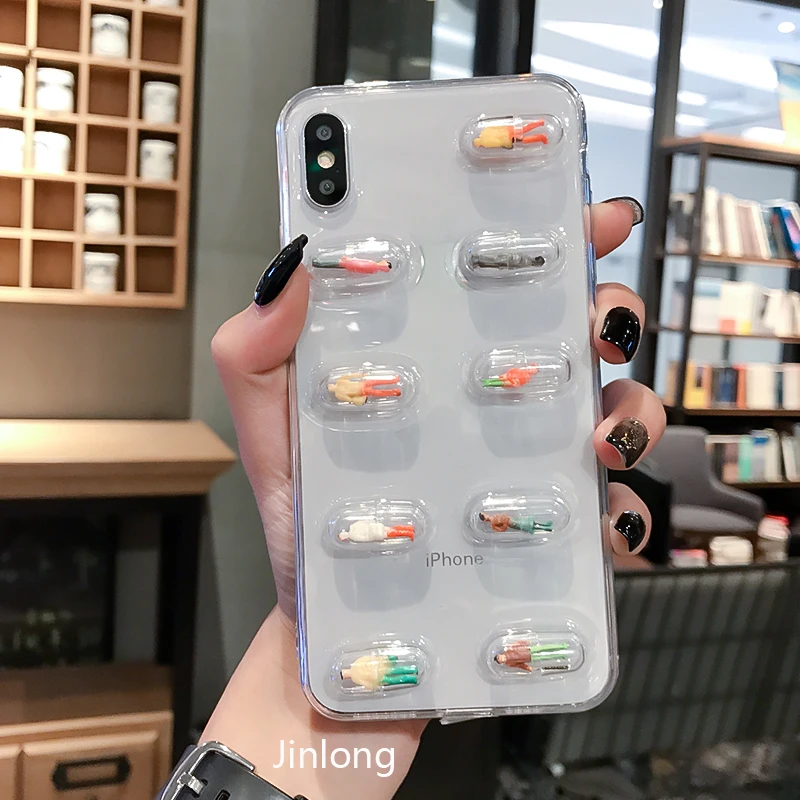 Прозрачный 3D мультипликационный персонаж чехол для телефона iPhone XR XS MAX 6 6s 7 8 Plus X