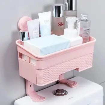 

2 Layers Drawer Type Toilet Storage Rack Organizer Bathroom Shampoo Shower Gel Cosmetics Shelf Basket With 2 Hooks