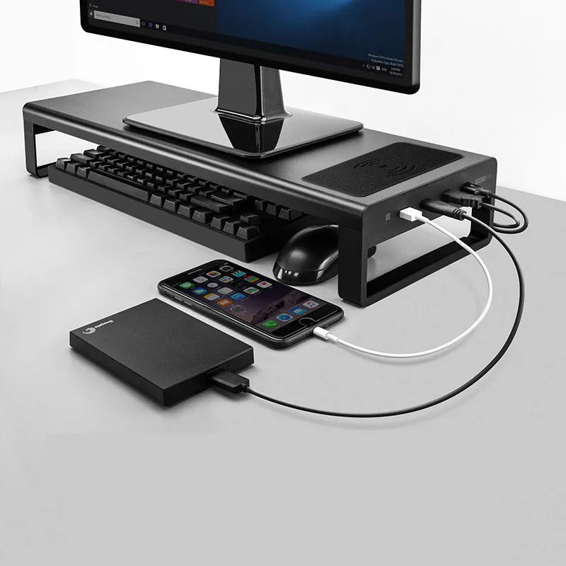 Стойка-держатель для монитора ноутбука из алюминиевого сплава с USB Riser Настольный Дисплей Кронштейн для ноутбука/ПК мониторов/интегрированный компьютер