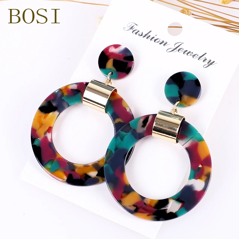 26 Серьги для женщин, акриловые, Boho, ацетат, висячие серьги, модные, большие, богемные, аксессуары, геометрические, Роскошные, трендовые, для лица - Окраска металла: 26