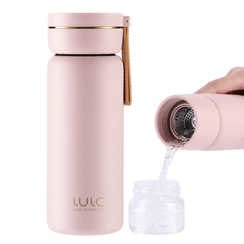 

Cup Separation Cute Tea Water Bottle Insulated Glass Tea Northern European-Style Ins316 Stainless Steel Harajuku Wind Women's Po