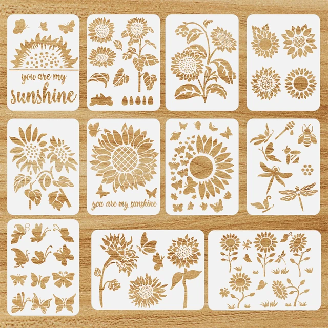 16PCS Flower Stencils Templates for Painting on Wood, Walls & Canvas - Rose  Sunflower Flower Stencil Set for Painting and Drawing Art & Home Decor