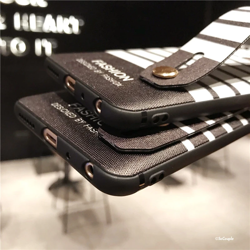 SoCouple For Xiaomi Redmi Note 5 Case Stripe Pattern Soft Silicone Cover Phone Holder Wrist Strap Case For Note 5 5 (7)