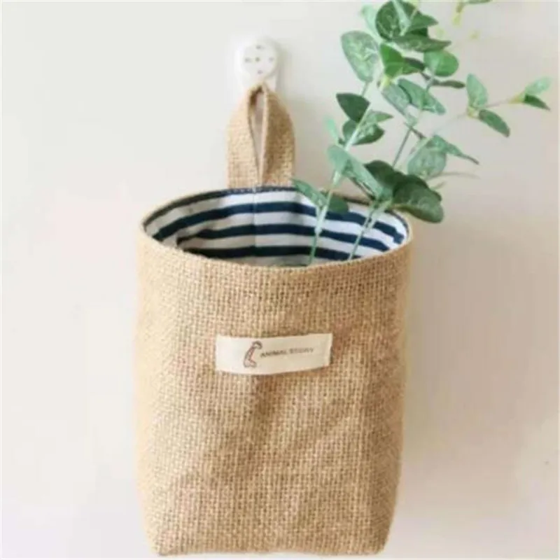 Cotton and linen storage bag Creative storage bag Home Furnishing decoration Wall hanging behind the door and desk sundries stor