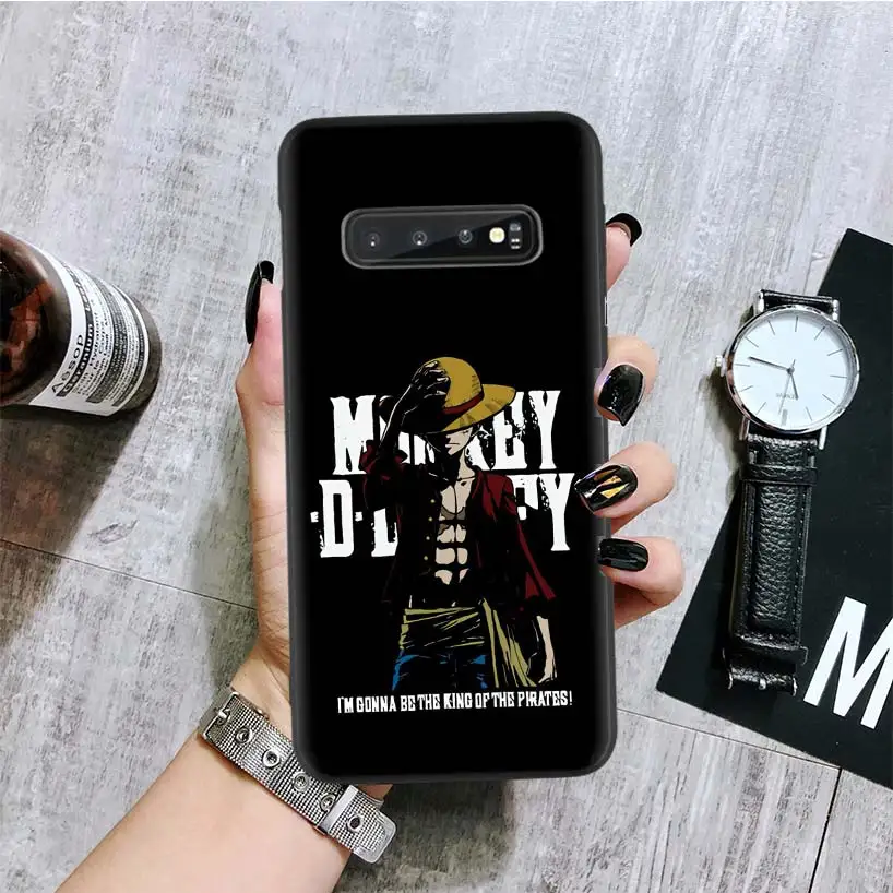 Japanese anime one piece luffy Black Cover Phone Case for Samsung Galaxy S10 Plus Lite Note 3