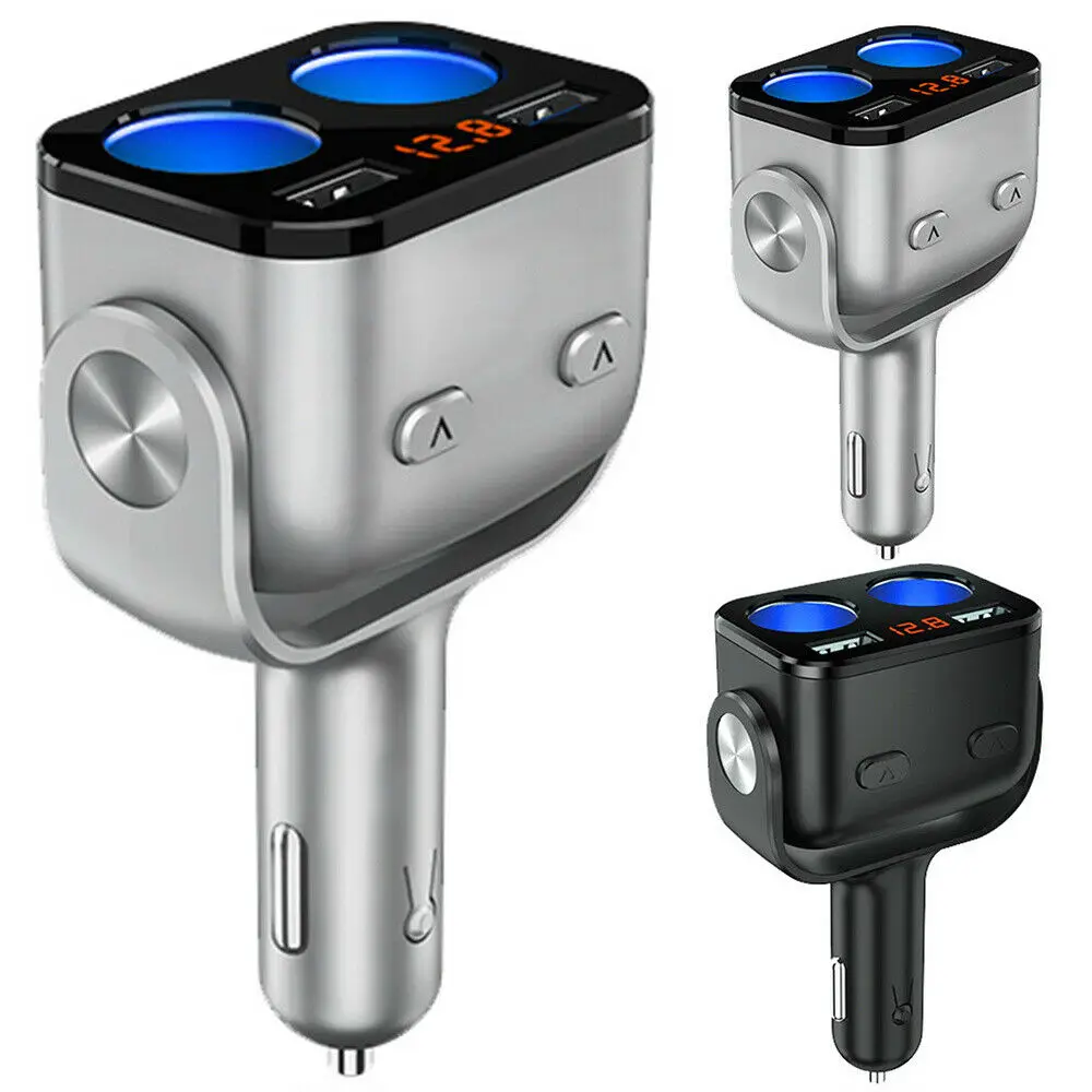DC12-24V Car LCD Cigarette Lighter Socket Splitter Dual USB Port Power Adapter QC3.0 Fast Charger With LED Indicator | Автомобили и