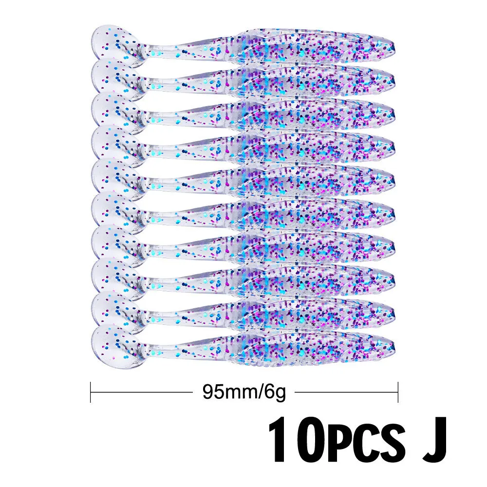 JACKFISH, 10 шт./лот, мягкие приманки, 9,5 см/6 г, приманки для рыбалки, морские рыболовные воблеры свимбейт, искусственные снасти - Цвет: J