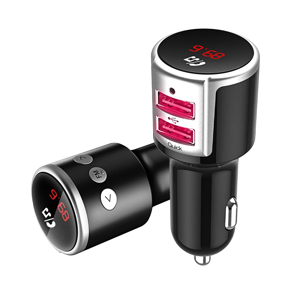 Автомобильный Bluetooth fm-передатчик, беспроводной радио адаптер, музыкальный MP3 плеер, автомобильный комплект, Hands Free, звонки с QC3.0, двойной USB зарядкой 5