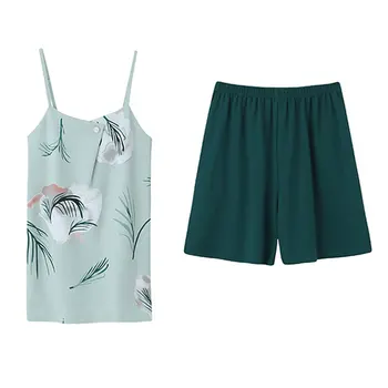 

Pajamas Short-sleeved Cotton Pajamas Women Korean Long-sleeved Pajamas Straps Home Service Suit 2020