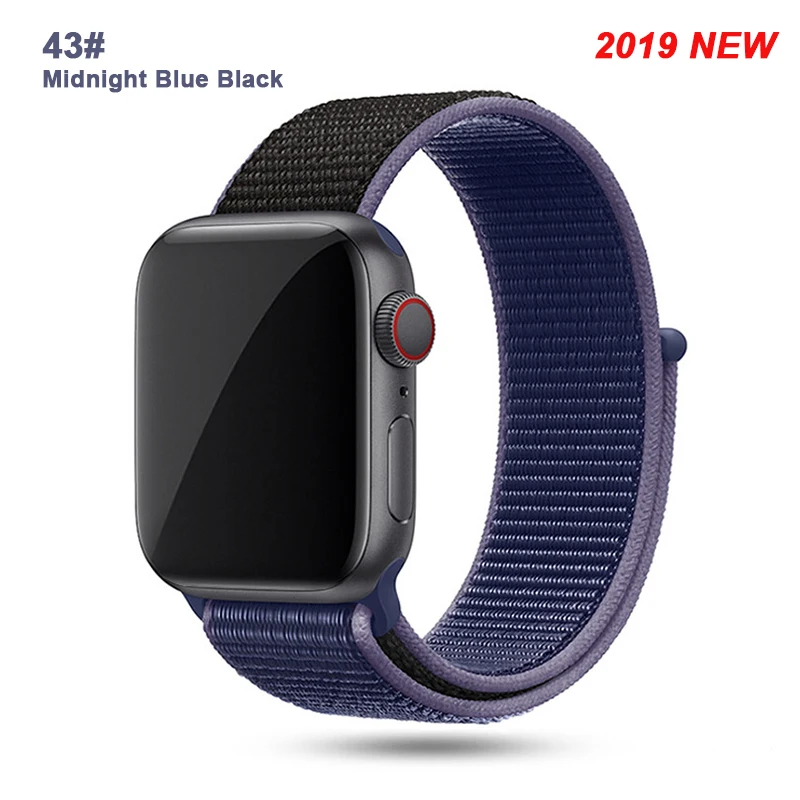 Нейлоновый ремешок для часов Apple Watch Series 4 5 3 2 1 мягкая дышащая Спортивная петля для iWatch 42 мм 44 мм 38 мм 40 мм браслет для часов - Цвет ремешка: 43