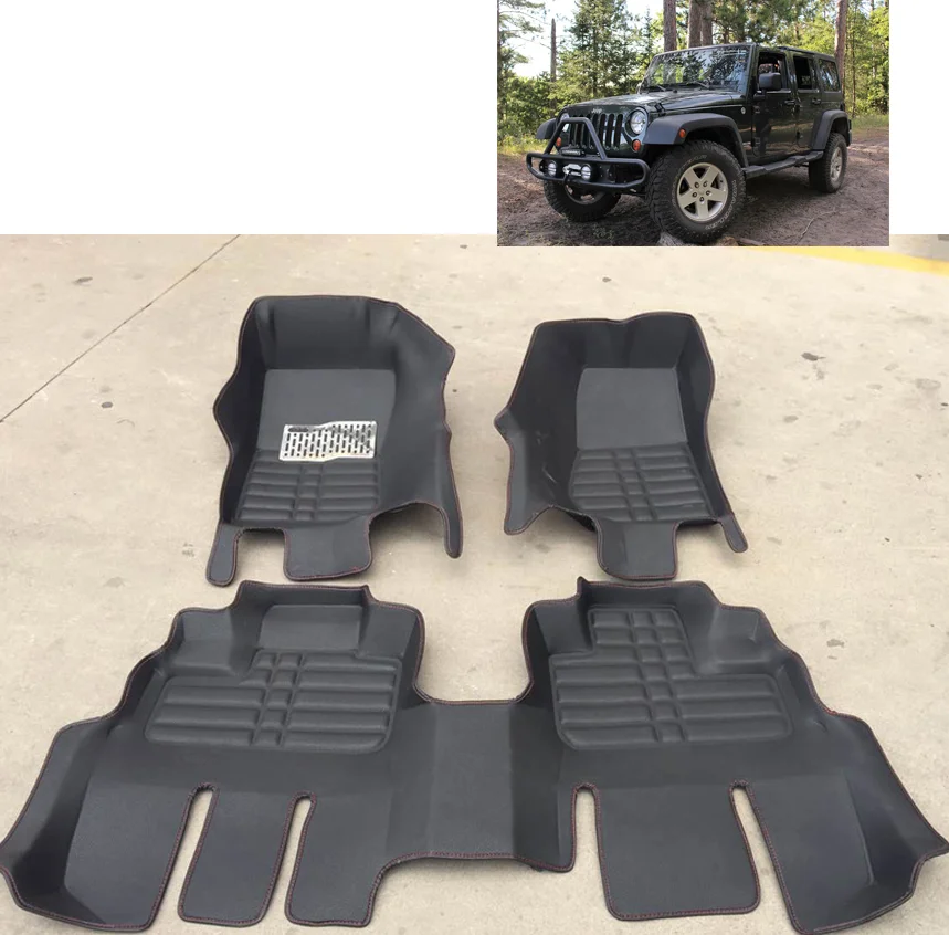 

Стайлинг кожаные автомобильные коврики для jeep wrangler JK 2007-2016 2017 2015 2014 2013 2012 резиновые Запчасти Аксессуары