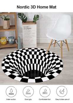 

Creative 3D Carpet Stereo Vision Circular Carpet Living Room Coffee Table Sofa Blanket Swirl Illusion Carpet Home Textiles
