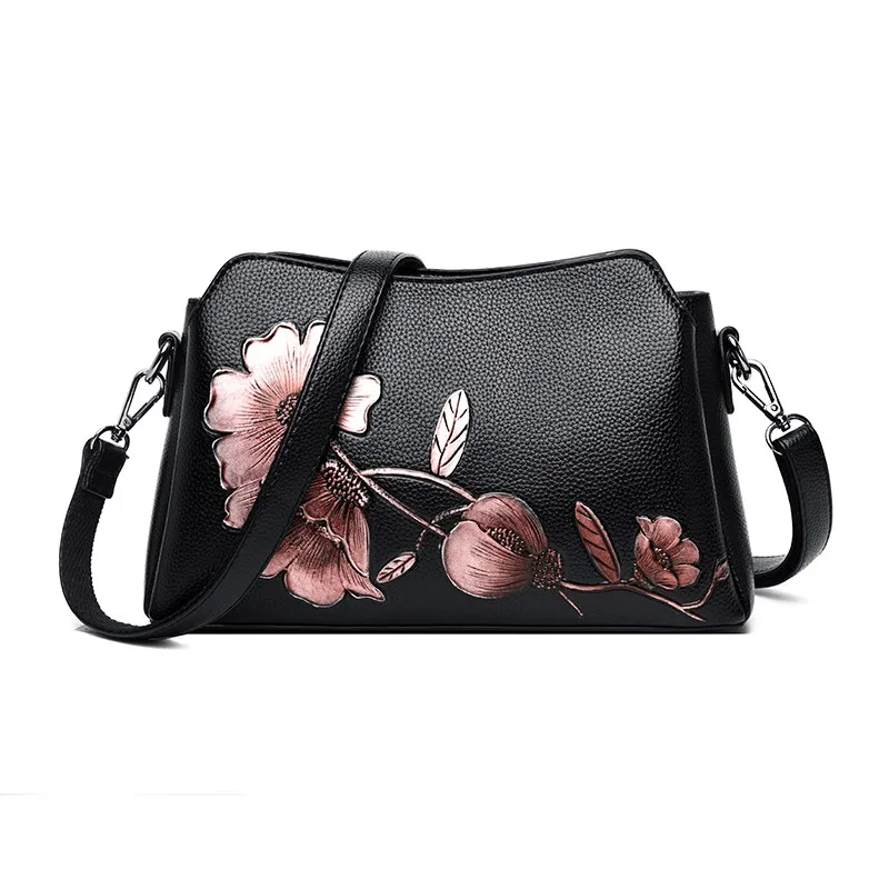 Модные роскошные кожаные сумки с цветочным рисунком, женские дизайнерские сумки, высококачественные сумки с цветочным принтом в китайском стиле, сумки через плечо для женщин - Цвет: Morning glory