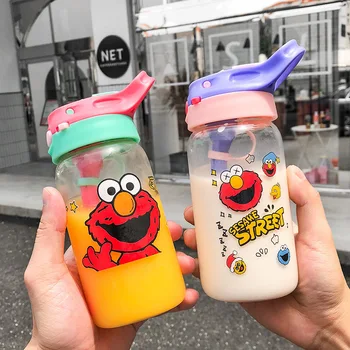 

Cartoon Glass Bottle Creative Straw Cups High Borosilicate High Temperature Outdoor Camping Portable Water Bottles for Women Man