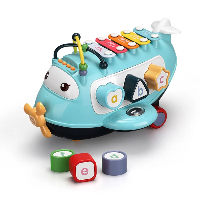 Многофункциональный НОК фортепиано музыкальный светильник раздвижной Самолет Форма раннее образование игрушки для малыша