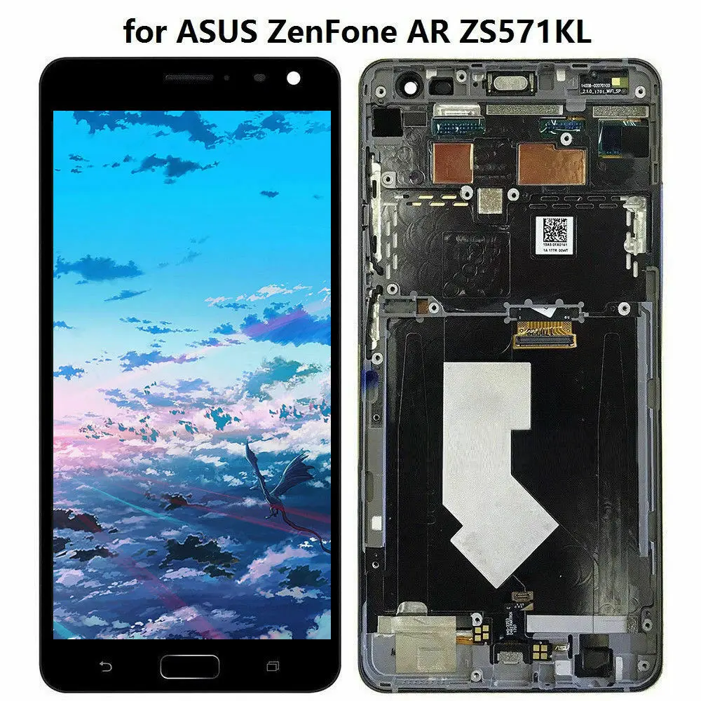 Черный ЖК-дисплей с сенсорным экраном дигитайзер Рамка для ASUS Zenfone AR ZS571KL полная сборка Замена - Цвет: Black