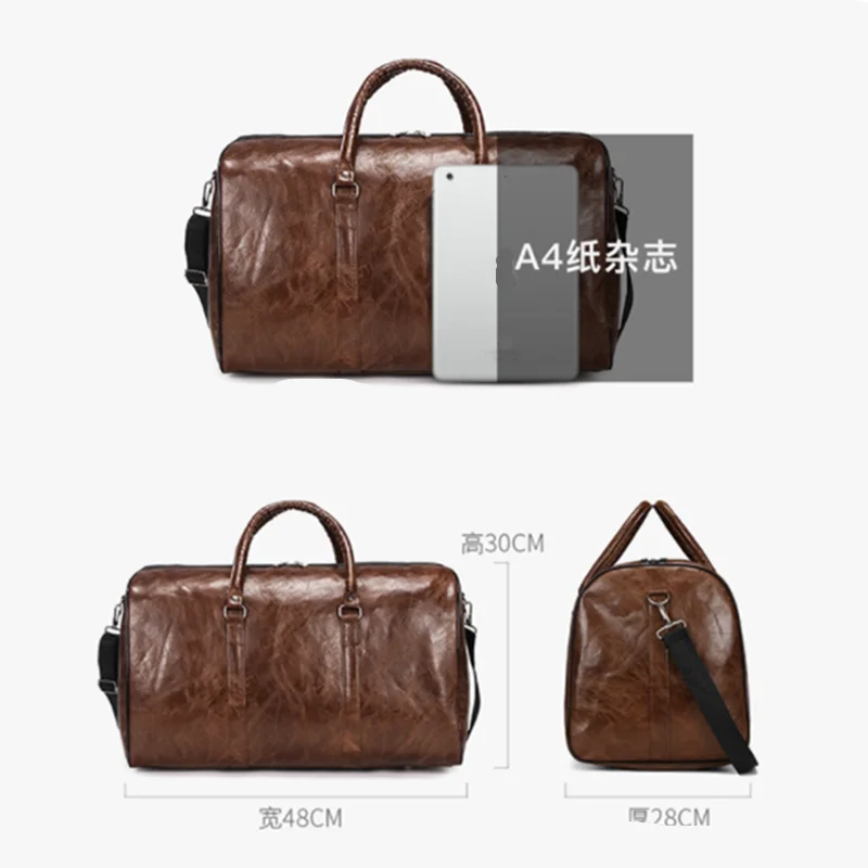 Travel Bags Duffel Bag Leisure Bag Leather Travel Bag Large Duffle Independent Big Fitness Bags Handbag Luggage Shoulder Black Men Fashion Zipper Pu